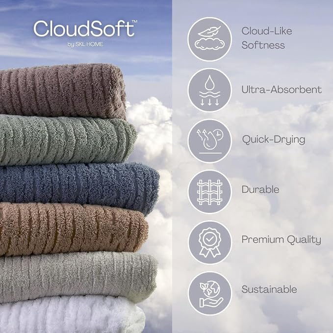 SKL Home CloudSoft Hand Towel Set, 100% Cotton Luxury, Clay | Premium spa-level - Image 3