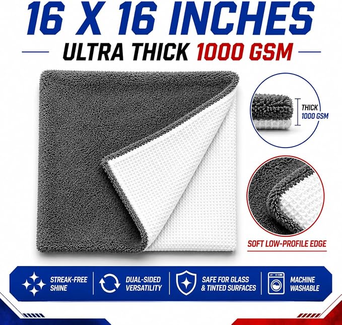 Hybrid Glass Microfiber Towel – Waffle Weave & Plush Dual Action Cleaning Cloth - Image 4