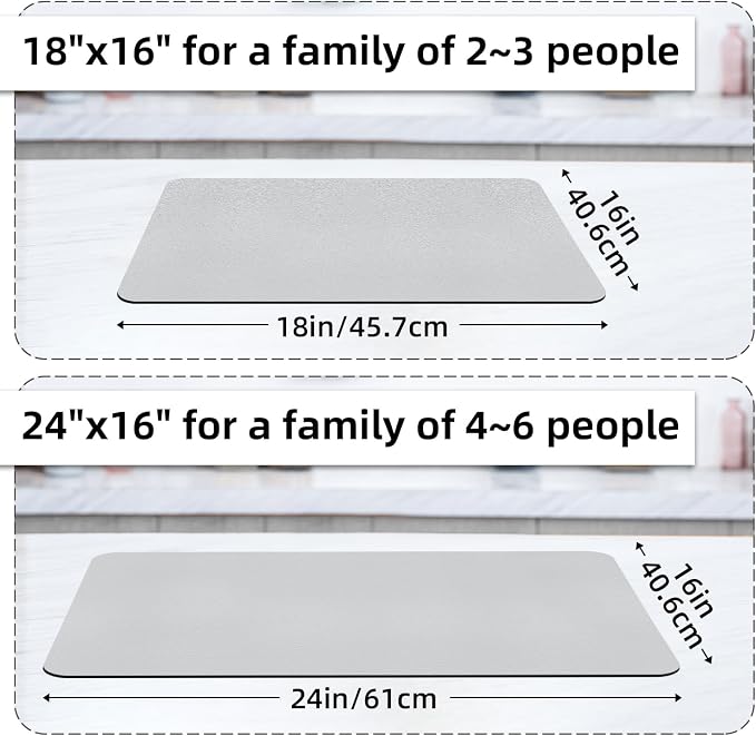LOPNUR Small Dish Drying Mat for Kitchen Counter, Light Grey | Coffee Mat and - Image 4