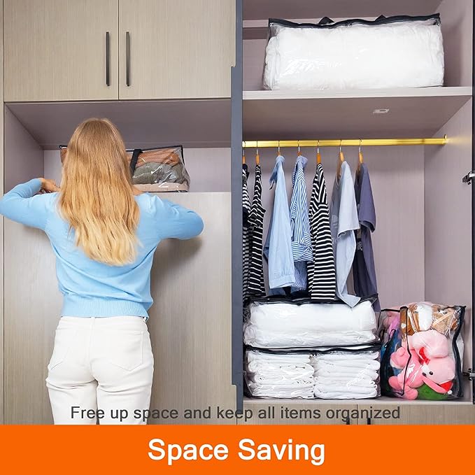 7 Pack Clear Clothes Storage Bags - Image 7