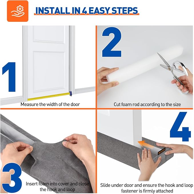 MAGZO Under Door Draft Stopper, 2 Pack 30 Inch Adjustable Door Gap Filler - Image 3