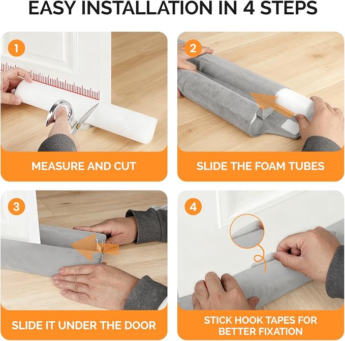 fowong 2 Pack Door Draft Stopper 30" Adjustable Under Door Noise Stopper - Image 6