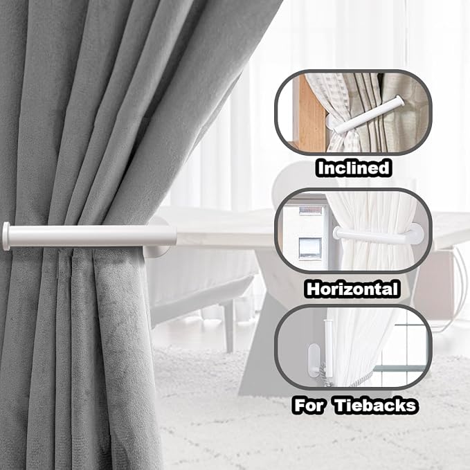 2 Pack Adhesive Curtain Holdbacks, No Drill Metal Curtain Tie Backs Holders - Image 3