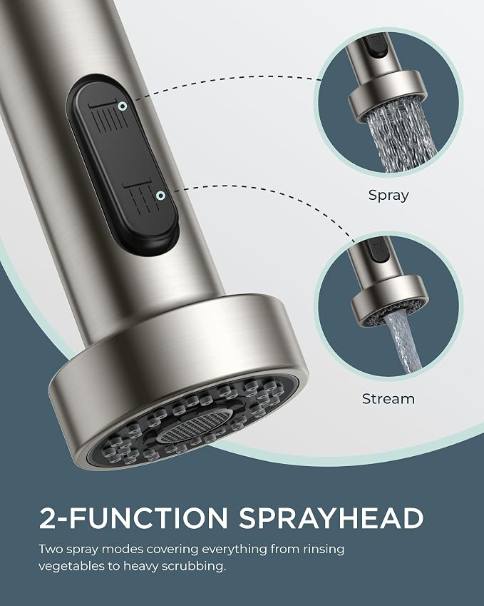 FORIOUS Kitchen Faucet with Purfied Water Filter, 2 Handle, Brushed Nickel | - Image 4