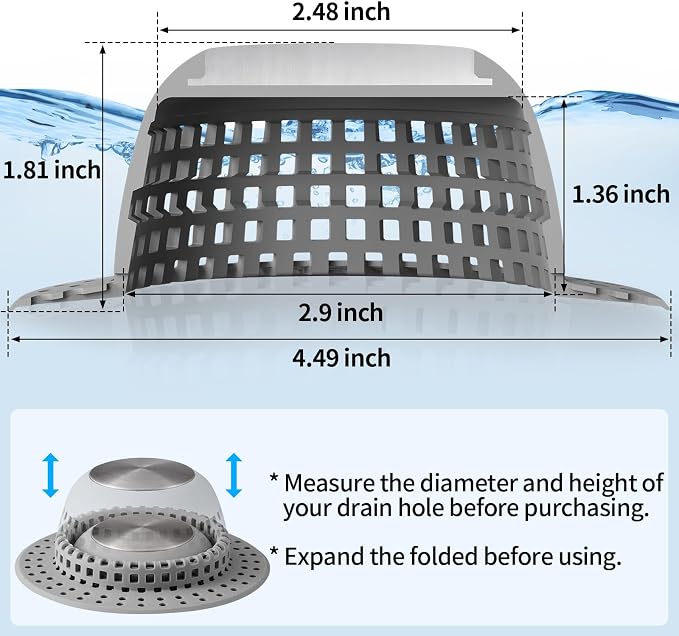 Aluvor Shower Drain Hair Catcher Bathtub Drain Cover Sink Drain Protector | - Image 4
