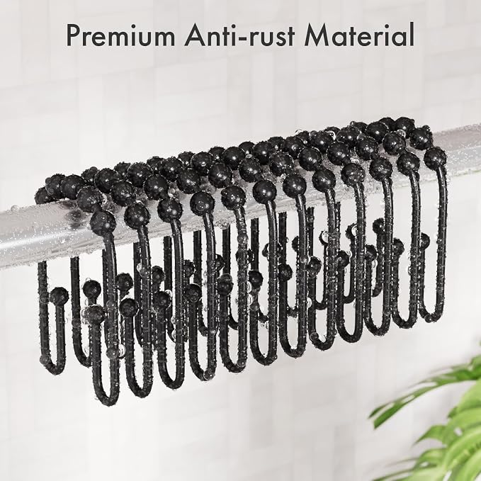 AmazerBath Black Shower Curtain Hooks, Shower Curtain Rings Rust Proof Non-Slip - Image 5