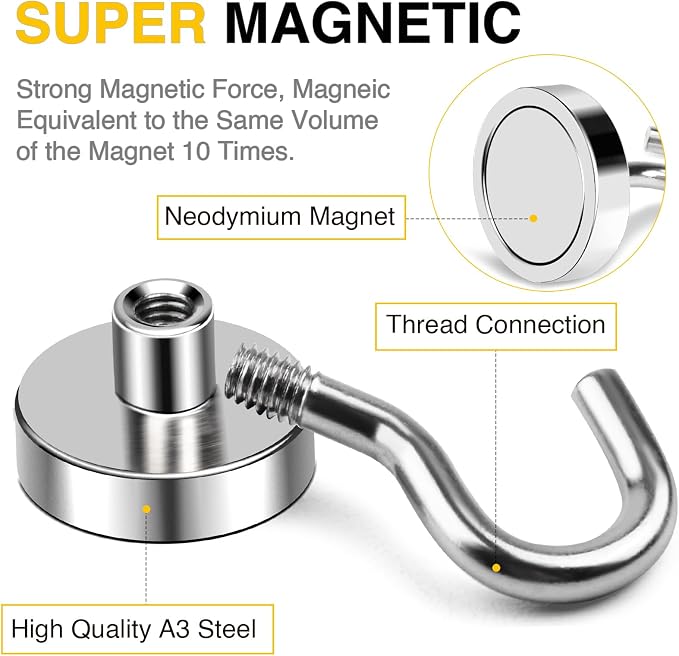 DIYMAG Magnetic Hooks, 50lbs Heavy Duty Magnets - Image 4