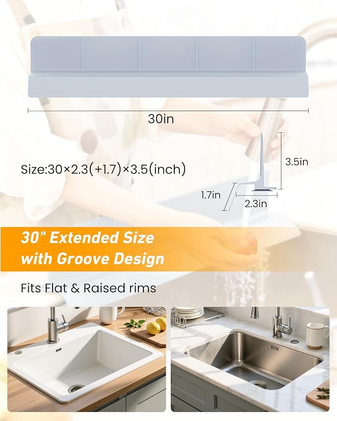 Kitchen Sink Splash Guard 30" 23" 18" Silicone Water Guard - Image 4