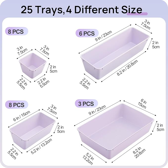 Vtopmart 25 Pack Plastic Drawer Organizers - Image 2