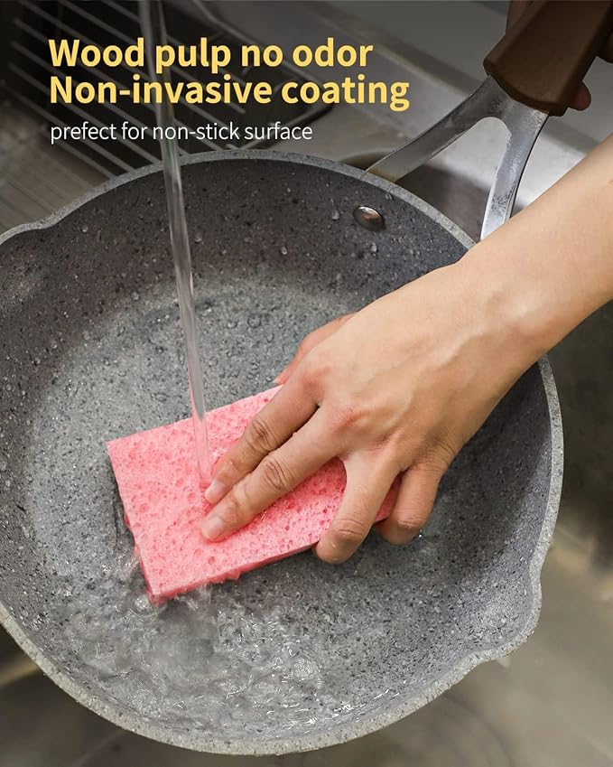 6 Pack White Cellulose Scrub Sponges Non-Scratch Heavy Duty Kitchen | Cellulose - Image 7