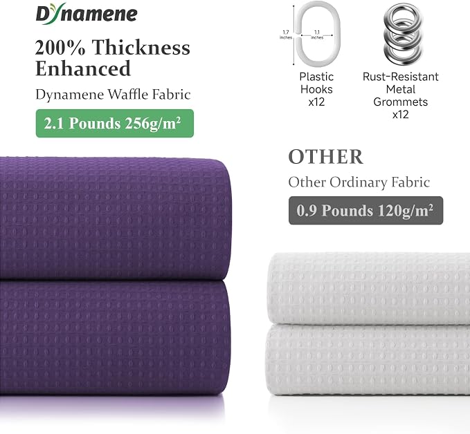 Dynamene Stall Waffle Shower Curtain 256 GSM Heavy Fabric 54x78 Purple - Image 5