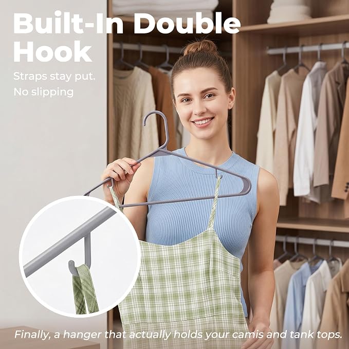 HOUSE DAY Grey Plastic Hangers 20 Pack, Slim Space-Saving Clothes Hangers | - Image 4