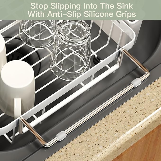 White Dish Drying Rack Over The Sink - Image 6
