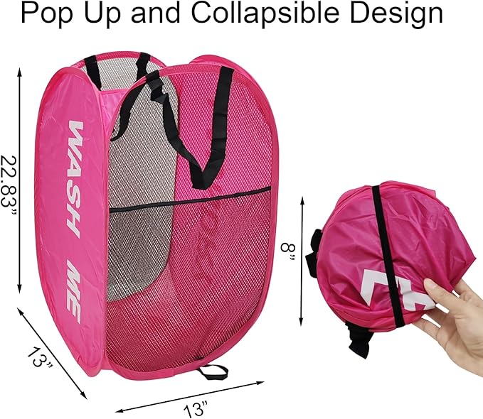 Pack of 2 Mesh Pop Up Hampers Collapsible Laundry Baskets - Image 5