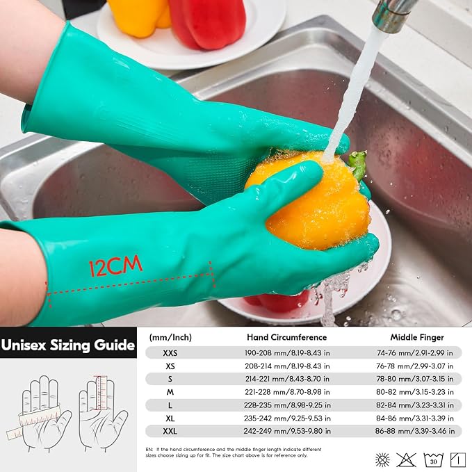 Vgo...Latex Reusable Household Gloves, Cleaning Gloves, Long Cuff | 10 pairs - Image 6