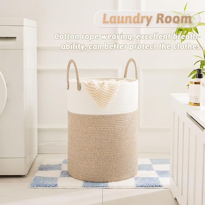 Artfeel Laundry Basket, Woven Cotton Rope Laundry Hamper, 60L - Image 2