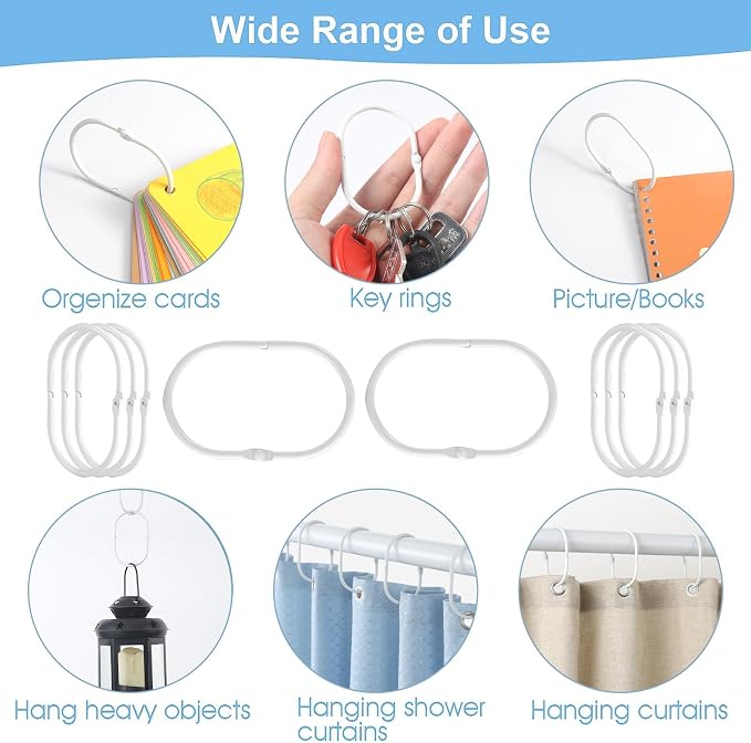 24 Pcs Shower Curtain Rings, Shower Curtain Hooks, Oval Snap Shower Rings - Image 6