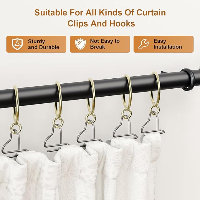 24 Packs Gold Metal Curtain Rings - Image 6