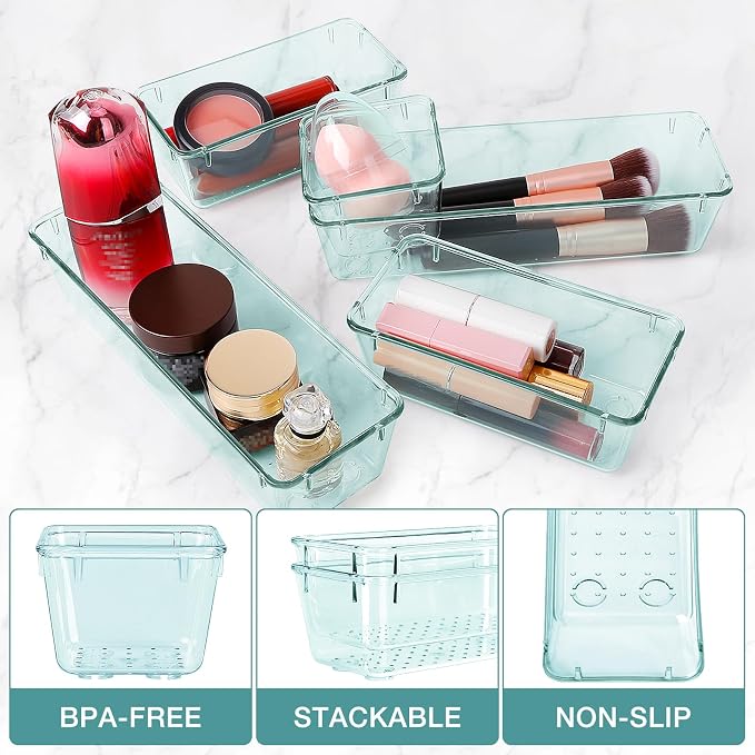 23 PCS Drawer Organizer Set, 5 Size Bathroom and kitchen organizer Trays | - Image 3