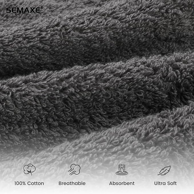 SEMAXE 4-Pack Gray Cotton Hand Towels - Image 3