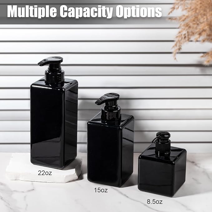 Refillable Lotion Soap Dispenser Plastic Pump Bottle 22oz Black 4 Pack | - Image 7