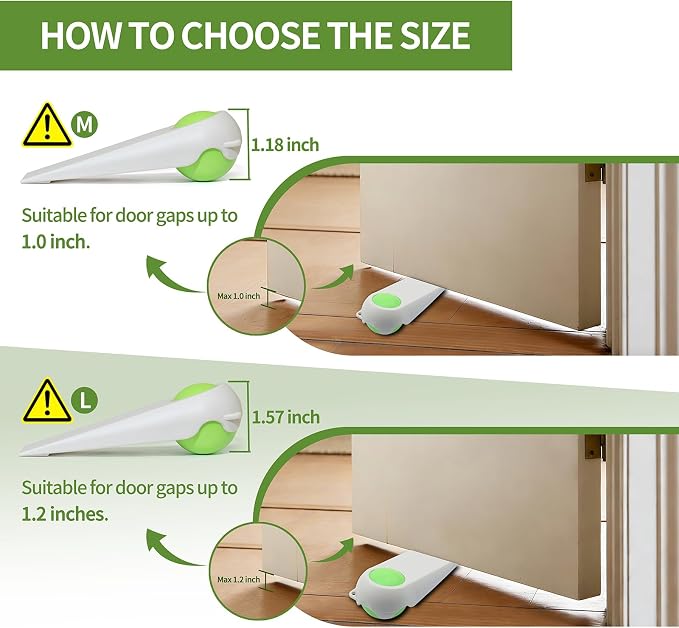 Door Stoppers for Bottom of Door, 2 Pack 5", Rubber Door Stopper Wedges - Image 5