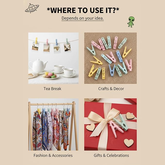 20-Pack Multipurpose Plastic Clothespins - Image 3