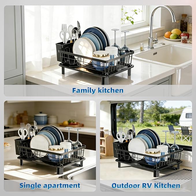 GAOKASE Dish Drying Rack for Kitchen Counter, Stainless Steel, New Drain Outlet - Image 4