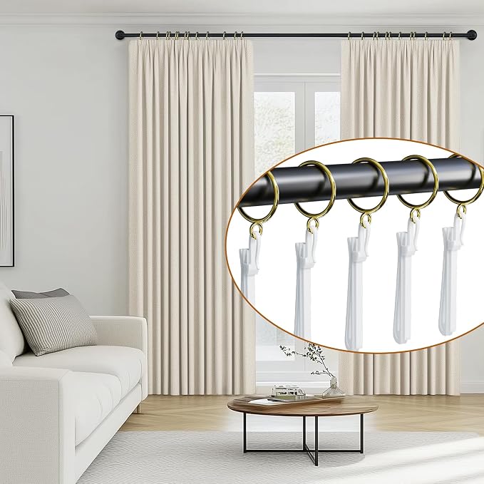 1.5 Inch Curtain Rings with Hooks, 24 Pack Gold Metal Drapery Rings with Pins - Image 4