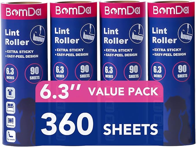 Extra Sticky Large Surface Lint Roller, 6.3''Wide Roller by BomDa