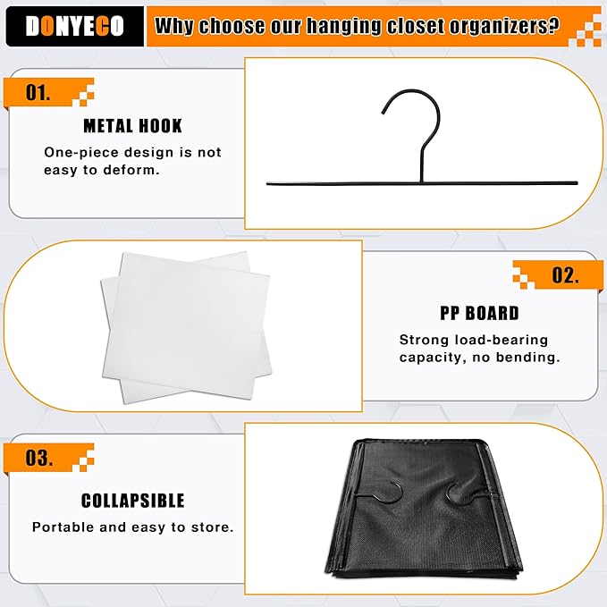 Hanging Closet Organizer 4-Shelf, Oxford Fabric Wardrobe Storage, shoes & - Image 6