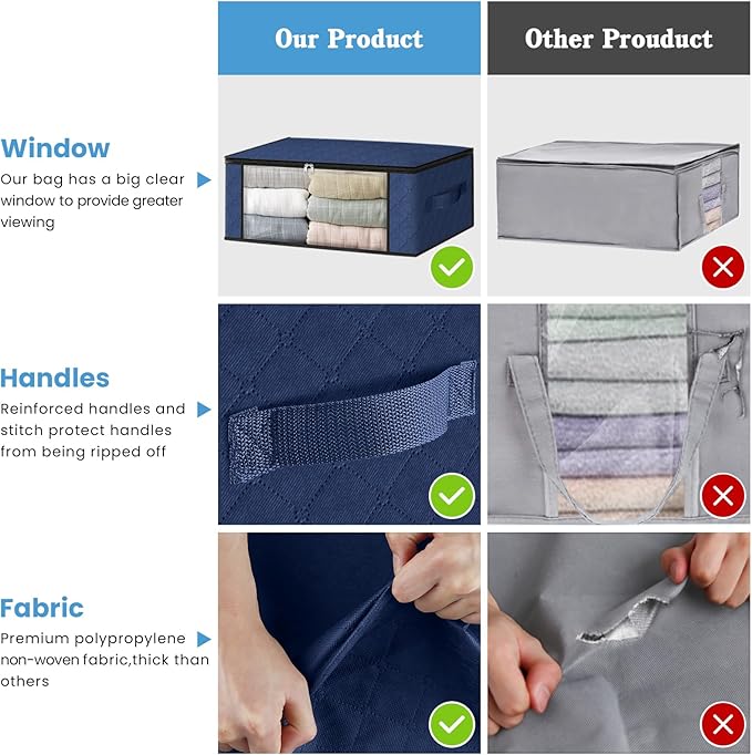 HomeHacks 4-Pack Clothes Organizer Storage Bags, 35L Storage Bins, Reinforced - Image 5