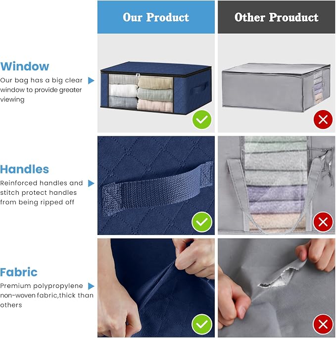 HomeHacks 3-Pack Clothes Organizer Storage Bags, 35L Storage Bins, Reinforced - Image 5