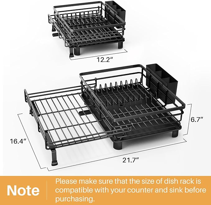 Expandable Dish Drying Rack for Kitchen Counter, Stainless Steel, Large Capacity - Image 6