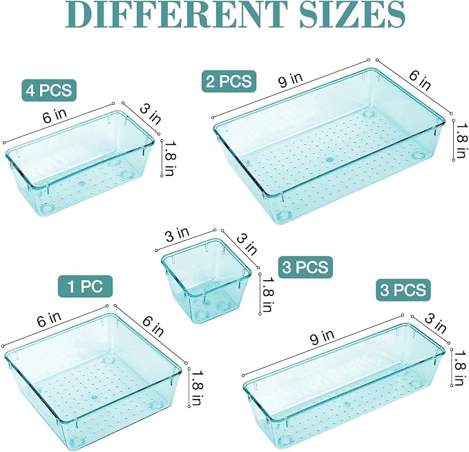 13 PCS Drawer Organizer Set, 5 Size Bathroom and kitchen organizer Trays | - Image 2