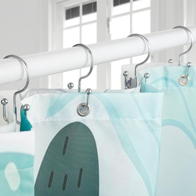 24 Pcs Shower Curtain Hooks, Goowin Shower Curtain Rings, Durable Silver Shower - Image 2