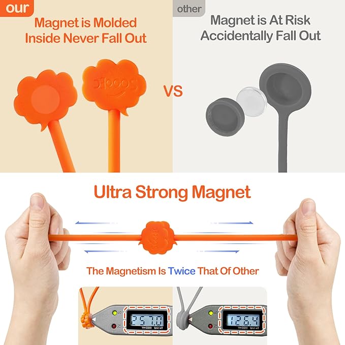 SOOOEC Magnetic Cable Ties 32 Pack, Cute Cloud 7.2" Silicone 8 Colors | Strong - Image 6