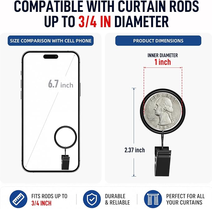 Lansian 100 Pack Curtain Rings - Image 6