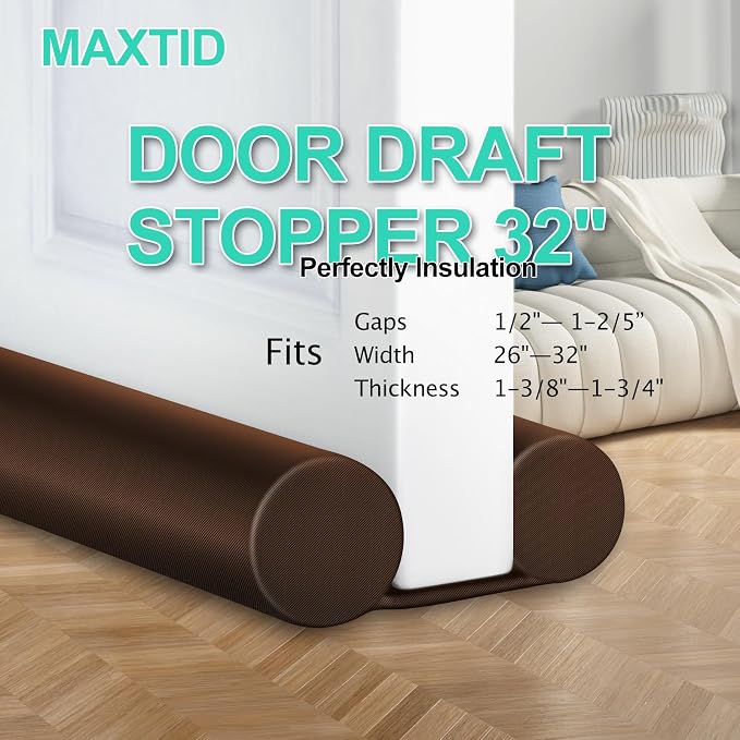 MAXTID 32" Door Draft Stopper, Air Breeze Wind Blocker, Bedroom | Must Haves - Image 4