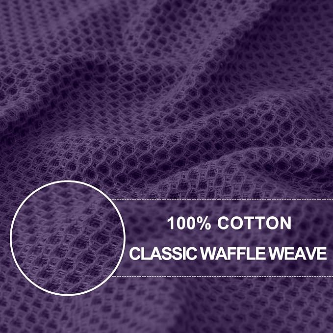 Homaxy 100% Cotton Waffle Weave Kitchen Dish Cloths 18-Pack, Eggplant | 12 x 12 - Image 2