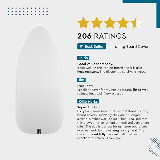 Encasa XO Ironing Board Cover and Pad, Heat Proof 54"x15" - Image 5