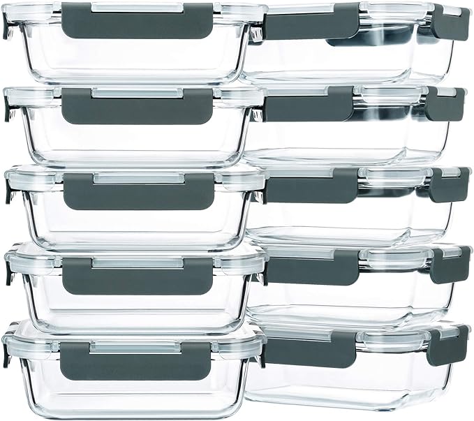 M MCIRCO 10 Pack, 22 oz Glass Food Storage Containers by MMCIRCO