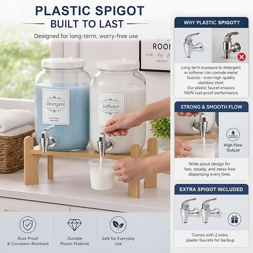 1 Gallon Glass Liquid Laundry Detergent Dispensers - Image 2
