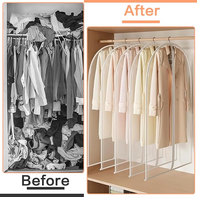 Clear Garment Bags for Hanging Clothes Travel Suit Bags for Closet Storage - Image 7