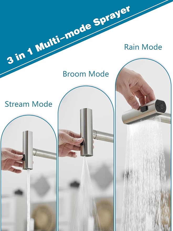 Kitchen Faucets with Pull Down Sprayer, Waterfall Kitchen Sink Faucet with Soap - Image 2