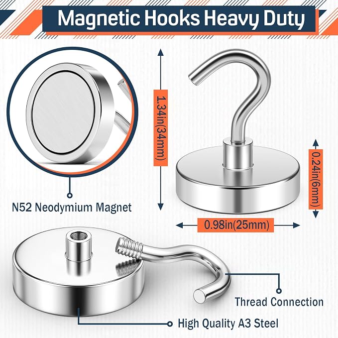 FINDMAG Magnet Hooks, 20 Pack 85LB+ Magnetic Hooks - Image 7