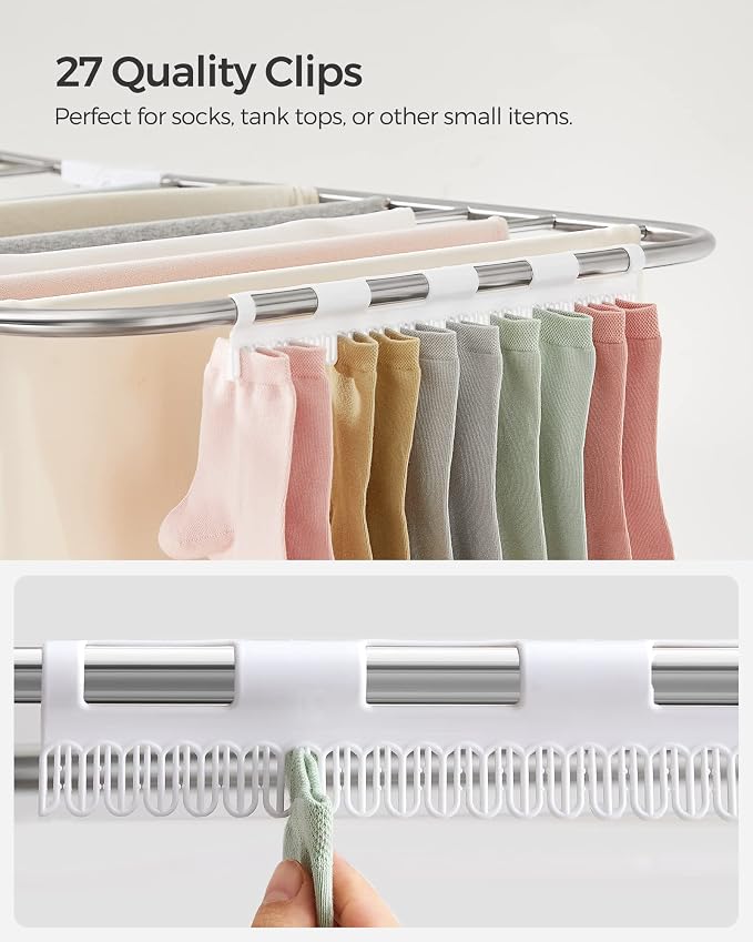 SONGMICS Clothes Drying Rack, Foldable 2-Level Laundry Drying Rack | - Image 4