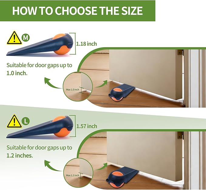 Door Stoppers for Bottom of Door, 2 Pack 5", Rubber Door Stopper Wedges - Image 5