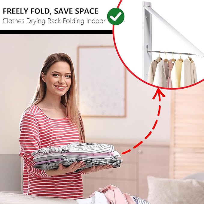 Ithywat Retractable Clothes Drying Rack，Space Saver Wall Mounted Folding Hanger - Image 5
