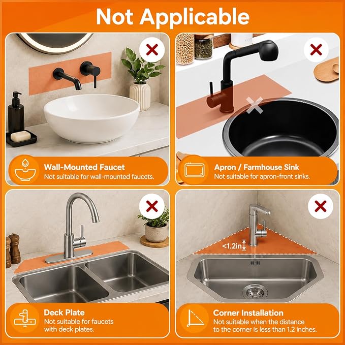 18 Inch Silicone Faucet Mat for Kitchen Sink Splash Guard, W/Sink Baffle | - Image 3